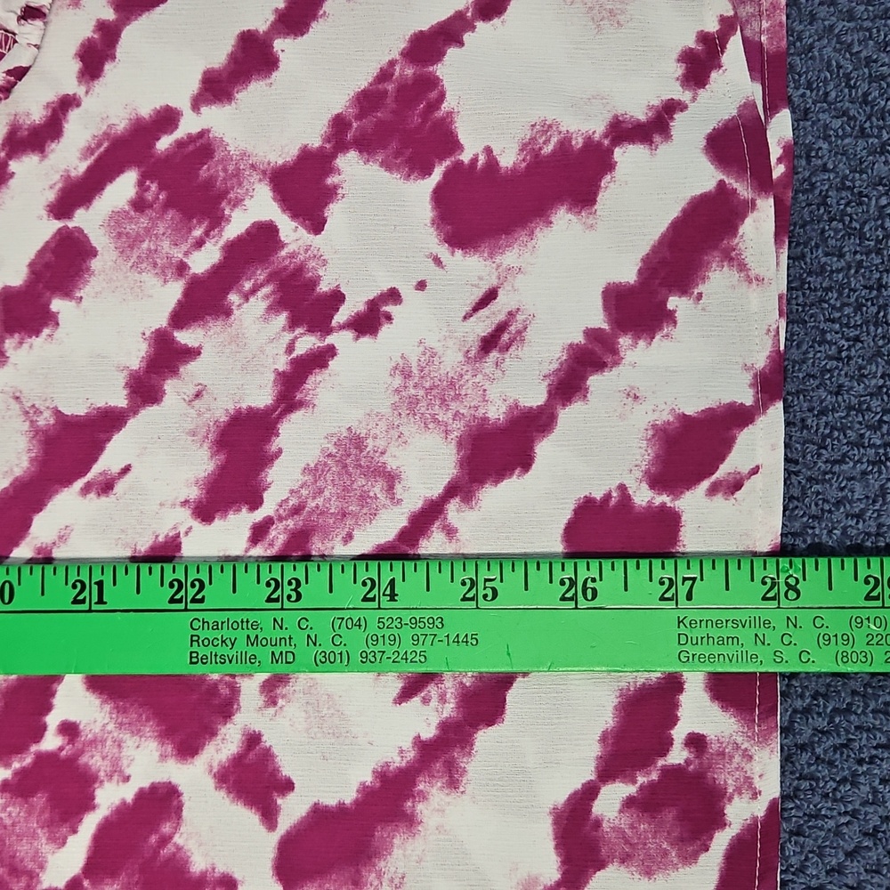 Investments 3/4 Sleeve Collared V-neck Hidden Button Front Top: Tie Dye: 1X - Picture 14 of 14